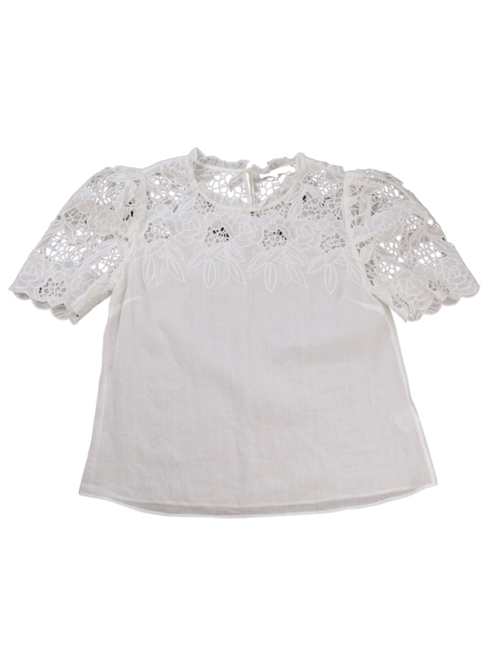 CABALLERO White Embroidered Crochet Lace Blouse XS Boho Romantic Top